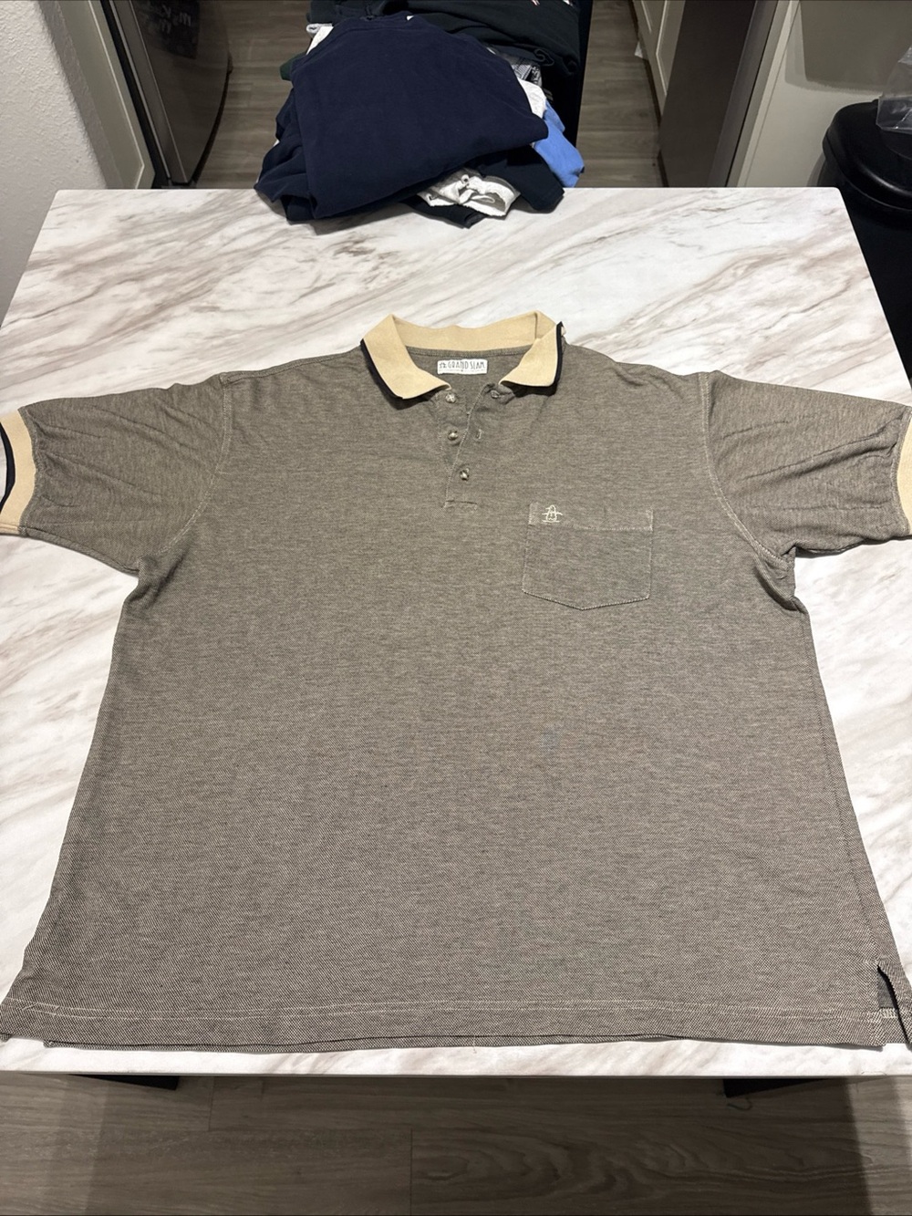 Grand Slam Men’s Polo in Taupe with Cream Trim